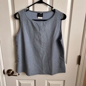 JKLA California Women's Large Blue Metallic Sleeveless Tank Top Blouse‎